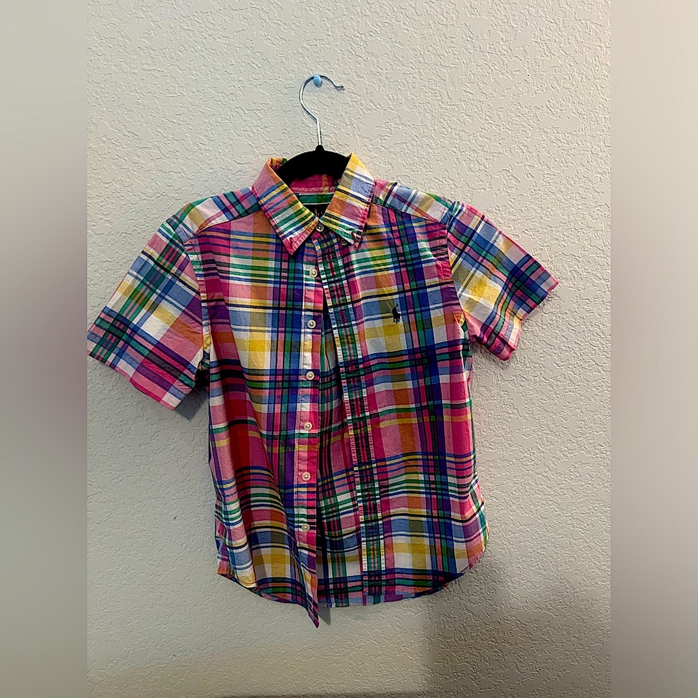 Ralph Lauren Polo Button up, Boys size small, Multi color